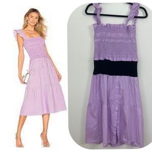 Revolve Amanda Uprichard Lavender & Black Smocked Fit & Flare Dress Medium